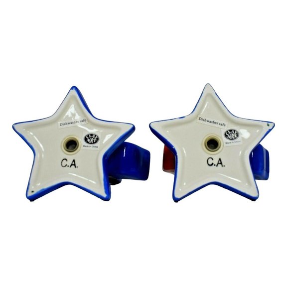 Clay Art Texas Flag Salt and Pepper with Napkin Holder Set Hand Painted - Picture 5 of 11